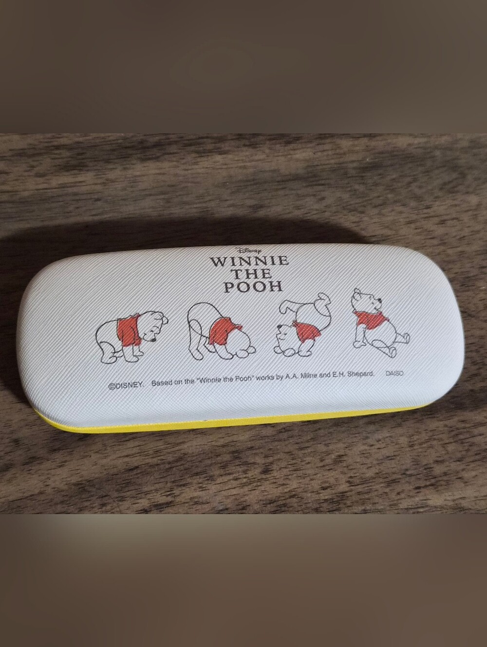 Disney Winnie the Pooh White and Yellow Eyeglass Case with Red Accents
